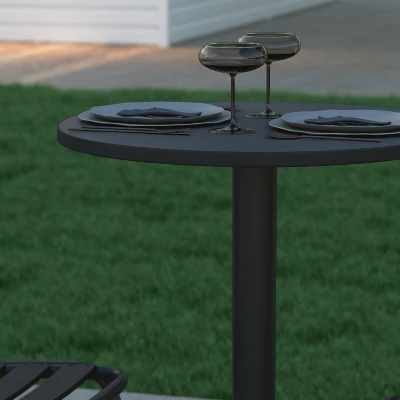 Emma And Oliver 23.25" Round Aluminum Indoor-Outdoor Bar Height Table With Flip-Up Table 3 Emma And Oliver 23.25" Round Aluminum Indoor-Outdoor Bar Height Table With Flip-Up Table - Image 3