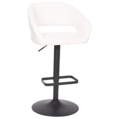 Emma And Oliver Shae Contemporary Upholstered Adjustable Height Barstool With Rounded, Cutout Mid-Back And Pedestal Base -Home office GUEST a45a0193 46e4 4f0e 8328 d878465b1c00