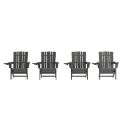 Emma And Oliver Set Of 4 Adirondack Chairs With Cup Holders, Weather Resistant HDPE Adirondack Chairs -Home office GUEST a4dadf83 7444 45e8 b74c 6a48ad04e5e7