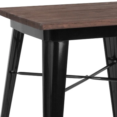 Emma And Oliver 23.5" Square Black/Wood Metal Indoor Table 2 Emma And Oliver 23.5" Square Black/Wood Metal Indoor Table - Image 2