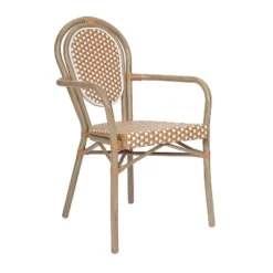 Emma & Oliver Colmar Indoor/Outdoor Stacking Thonet Bistro Style Chair With Arms, PE Rattan Seat And Finished Metal Frame -Home office GUEST a52a43e0 0945 4c92 b339 8a6ef6ac9f1d