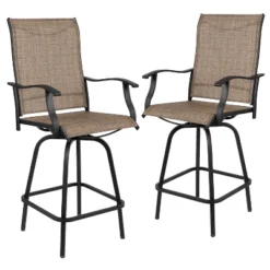Emma And Oliver Patio Bar Height Stools Set Of 2, All-Weather Textilene Swivel Stools -Home office GUEST a56bb3b0 3e3e 4b2d 9159 10a69ec5ebb1