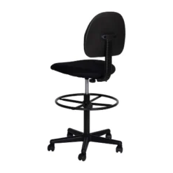 Emma And Oliver Black Fabric Mid-Back Drafting Chair With Back Depth Adjustment, Height Adjustable Swivel Seat And Footring -Home office GUEST a5b06ee4 1caa 4257 98cf 442d481bcce9