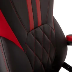 Emma And Oliver Ergonomic High Back Swivel Gaming Chair With Diamond Stitch Black Faux Leather Upholstery With Red Accent Stripes, Padded Arms -Home office GUEST a6da5609 695b 4503 b9de ab9432a81c1d