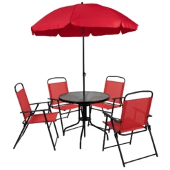 Emma And Oliver 6 Piece Patio Garden Set With Table, Umbrella And 4 Folding Chairs -Home office GUEST a6e34d24 3d2a 4ad8 b734 4ac520bf8206