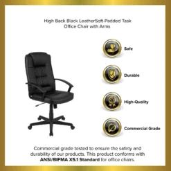 Emma And Oliver High Back Black LeatherSoft Task Chair With Arms - Desk Chair 23 Emma And Oliver High Back Black LeatherSoft Task Chair With Arms - Desk Chair -Home office GUEST a7bde599 a068 4a09 95d7 e9b1f256e43e