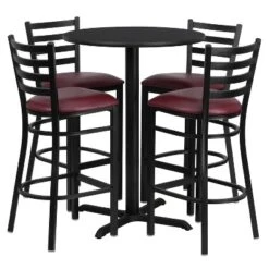 Emma And Oliver 30" Round Laminate Table Set With X-Base And 4 Ladder Back Stools 17 Emma And Oliver 30" Round Laminate Table Set With X-Base And 4 Ladder Back Stools -Home office GUEST a7c90cf4 c735 4b15 b7c5 00aa9fdbb718