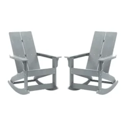 Emma And Oliver Set Of 2 Modern All-Weather Poly Resin Adirondack Rocking Chairs For Indoor/Outdoor Use -Home office GUEST a8198086 06c0 4b46 987c 6d88ba8f68b7