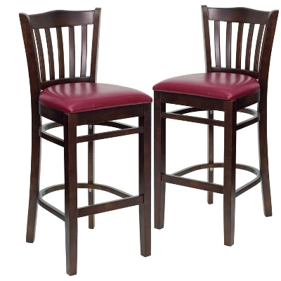 Emma And Oliver 2 Pack Vertical Slat Back Wooden Restaurant Barstool 12 Emma And Oliver 2 Pack Vertical Slat Back Wooden Restaurant Barstool - Image 12