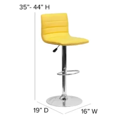 Emma And Oliver Yellow Vinyl Adjustable Height Barstool - Horizontal Stitch Back -Home office GUEST a8acdfc0 0720 486d 8171 a84f4e5a5c6e