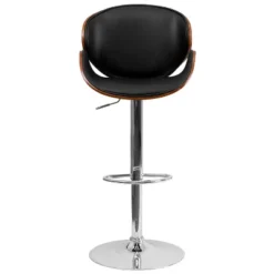 Emma And Oliver Bentwood Adjustable Height Barstool With Curved Vinyl Seat/Back -Home office GUEST a93487d8 b165 40b4 8bd8 3f10e9b2fa80