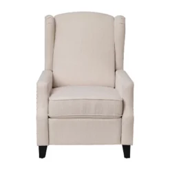 Emma And Oliver Fabric Upholstered Easy Push Back Recliner - Classic Wingback Design With Nailhead Accent Trim And Footrest -Home office GUEST a9c724ba 67a1 4805 9f9e 427a24f8948f