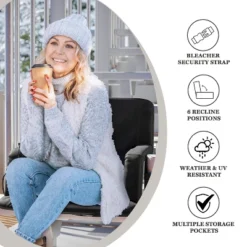 Emma And Oliver Extra Wide Foldable Reclining Heated Stadium Chair With Backpack Straps - Black -Home office GUEST a9d73e0e fe67 42ed 8b6b 4aa4ab10a2a6