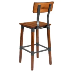 Emma And Oliver 4 Pack Commercial Grade Rustic Walnut Industrial Style Wood Dining Barstool -Home office GUEST aa93e362 6a81 4e6d be0b ebf2582a3b0a