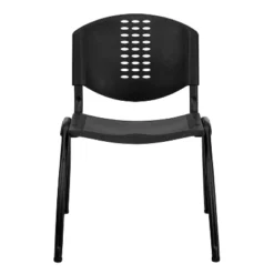 Emma And Oliver Black Plastic Office Side Stack Chair With Oval Cutout Back -Home office GUEST abdff176 7afb 44f1 b550 01fab094f64a