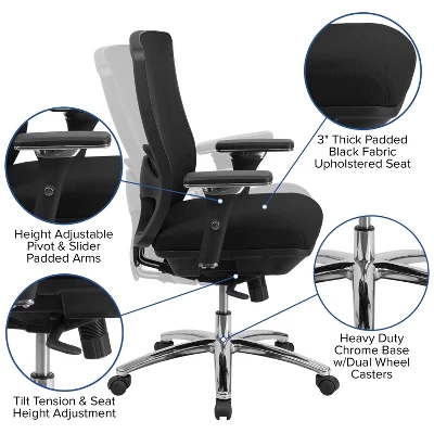 Emma And Oliver 24/7 350 Lb. Big & Tall Black Mesh Synchro-Tilt Swivel Ergonomic Office Chair 2 Emma And Oliver 24/7 350 Lb. Big & Tall Black Mesh Synchro-Tilt Swivel Ergonomic Office Chair - Image 2