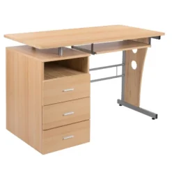 Emma And Oliver Desk With Three Drawer Single Pedestal And Pull-Out Keyboard Tray 23 Emma And Oliver Desk With Three Drawer Single Pedestal And Pull-Out Keyboard Tray -Home office GUEST ac04651d 29a3 4c5d b94d 844fbdfcc045