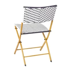 Emma And Oliver Three Piece Folding French Bistro Set In PE Rattan With Metal Frames For Indoor And Outdoor Use -Home office GUEST ac08889f 3e71 4c6e b3ca e1ef8d6ef8d0