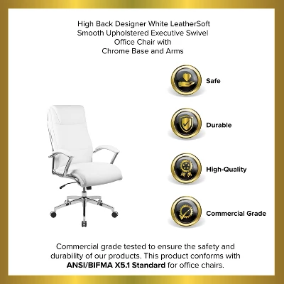 Emma And Oliver High Back Designer Smooth Executive Swivel Office Chair With Arms 10 Emma And Oliver High Back Designer Smooth Executive Swivel Office Chair With Arms - Image 10