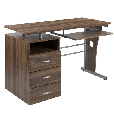 Emma And Oliver Desk With Three Drawer Single Pedestal And Pull-Out Keyboard Tray 8 Emma And Oliver Desk With Three Drawer Single Pedestal And Pull-Out Keyboard Tray - Image 8