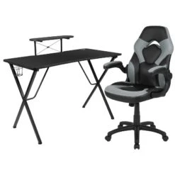 Emma And Oliver Gaming Desk & Chair Set With Cup Holder, Headphone Hook, And Monitor Stand -Home office GUEST ae2e9b8b 9a7b 483b bd71 c390b00712b7