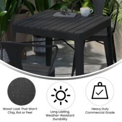 Emma And Oliver Modern Weather And Rust Resistant Black Steel Patio Table With Polyresin Top And Rounded Corners For Indoor And Outdoor Use -Home office GUEST ae95efa3 ef02 4cf2 94db 76e57a4f61a0