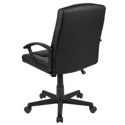 Emma And Oliver Mid-Back Black LeatherSoft-Padded Task Office Chair With Arms 10 Emma And Oliver Mid-Back Black LeatherSoft-Padded Task Office Chair With Arms - Image 10