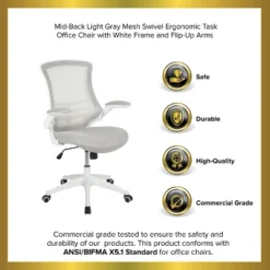 Emma And Oliver Mid-Back Mesh Swivel Ergonomic Task Office Chair With Flip-Up Arms -Home office GUEST aec24533 2e64 4737 bfcf 890c0b1fa1e7 1