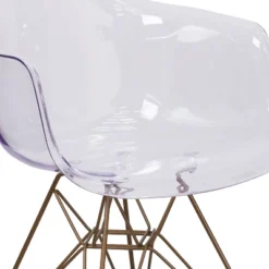 Emma And Oliver 2 Pack Transparent Side Chair With Arms And Gold Base - Accent & Side Chair -Home office GUEST af83131c 81dc 43ce a3b5 e75c9c67cb55