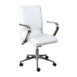 Emma And Oliver Modern Upholstered Mid-Back Home Office Chair With Arms And 5 Star Base -Home office GUEST b069179c 95cb 4d22 9a5d 22c0ec693a78