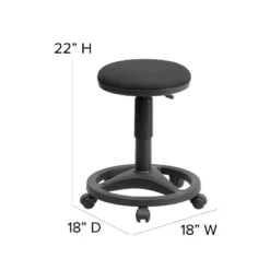 Emma And Oliver Black Ergonomic Stool With Foot Ring -Home office GUEST b121840c c4d5 448e 9099 f2d6a1e30b43