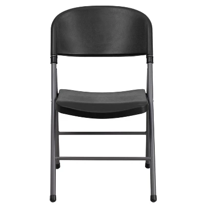 Emma And Oliver 6 Pack 330 Lb. Capacity Black Plastic Folding Chair - Charcoal Frame - Event Chair 3 Emma And Oliver 6 Pack 330 Lb. Capacity Black Plastic Folding Chair - Charcoal Frame - Event Chair - Image 3