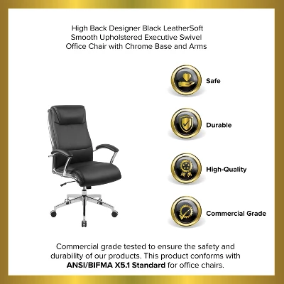 Emma And Oliver High Back Designer Smooth Executive Swivel Office Chair With Arms 5 Emma And Oliver High Back Designer Smooth Executive Swivel Office Chair With Arms - Image 5