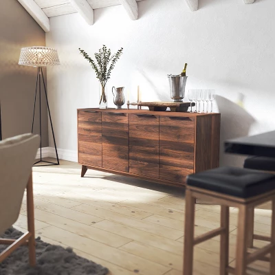 Emma And Oliver Dark Walnut Mid-Century Modern Buffet/TV Stand With Soft Close Doors & Shelving 3 Emma And Oliver Dark Walnut Mid-Century Modern Buffet/TV Stand With Soft Close Doors & Shelving - Image 3