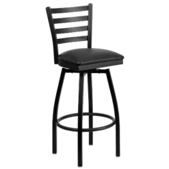 Emma And Oliver Black Ladder Back Swivel Metal Restaurant Dining Barstool -Home office GUEST b3875561 e0dc 4da3 abee f9ffa8cb5e06