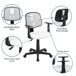 Emma And Oliver Pivot Back Mesh Swivel Task Office Chair With Arms -Home office GUEST b3953224 903d 45c2 ae2e fac1ce8dafd3