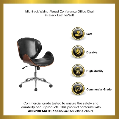 Emma And Oliver Mid-Back Wood Conference Office Chair With Leather Seat 9 Emma And Oliver Mid-Back Wood Conference Office Chair With Leather Seat - Image 9