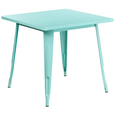 Emma And Oliver Commercial Grade 31.5" Square Colorful Metal Indoor-Outdoor Dining Table 8 Emma And Oliver Commercial Grade 31.5" Square Colorful Metal Indoor-Outdoor Dining Table - Image 8
