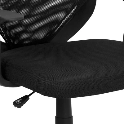 Emma And Oliver Mid-Back Black Mesh Tapered Back Swivel Task Office Chair With T-Arms 5 Emma And Oliver Mid-Back Black Mesh Tapered Back Swivel Task Office Chair With T-Arms - Image 5