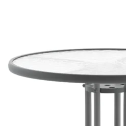 Emma And Oliver 31.5" Round Tempered Glass Metal Table With Smooth Ripple Design Top -Home office GUEST b7082b87 beb2 47cb a0a3 7608cb6b614c