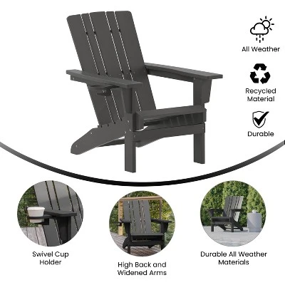 Emma And Oliver Set Of 2 Adirondack Chairs With Cup Holders, Weather Resistant HDPE Adirondack Chairs 5 Emma And Oliver Set Of 2 Adirondack Chairs With Cup Holders, Weather Resistant HDPE Adirondack Chairs - Image 5
