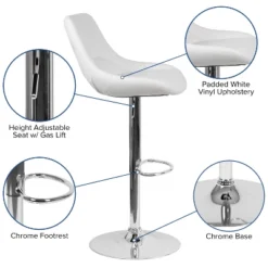 Emma And Oliver Adjustable Height Gas Lift Swivel Bar Stool With Support Pillow - Dining Stool -Home office GUEST b88ce358 4b72 456d ac60 39f22ba2b4a6
