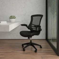 Emma And Oliver Mid-Back Mesh Swivel Ergonomic Task Office Chair With Flip-Up Arms