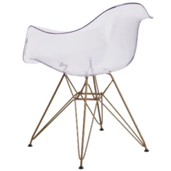 Emma And Oliver Transparent Side Chair With Arms And Gold Base -Home office GUEST b9182066 dadf 4d6a 9a02 fb957fa72e54