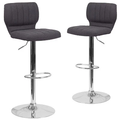 Emma And Oliver 2 Pack Contemporary Vinyl Adjustable Height Barstool With Vertical Stitch Back And Chrome Base 16 Emma And Oliver 2 Pack Contemporary Vinyl Adjustable Height Barstool With Vertical Stitch Back And Chrome Base - Image 16