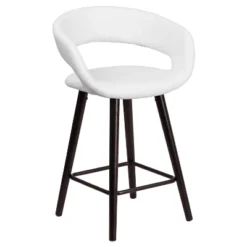 Emma And Oliver 24"H Cappuccino Wood Rounded Open Back Counter Height Stool -Home office GUEST b9bb32d2 906a 403a bea3 950784e26812