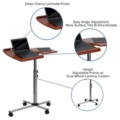 Emma And Oliver Cherry Angle And Height Adjustable Mobile Laptop Computer Table -Home office GUEST b9e419a3 6ca8 4cec 8e99 563e759f683e