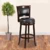 Emma And Oliver 29"H Panel Back Cappuccino Wood Swivel Seat Barstool