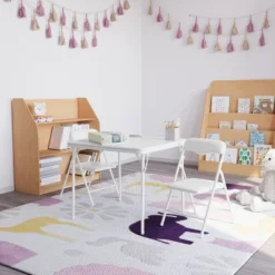 Emma And Oliver Kids 3 Piece Folding Table And Chair Set - Kids Activity Table Set -Home office GUEST bb986d64 aa0a 4eef b93b efe723e3238e