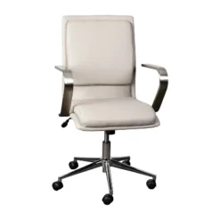 Emma And Oliver Modern Upholstered Mid-Back Home Office Chair With Arms And 5 Star Base -Home office GUEST bc097fdc 7253 40d0 8a3f b2f81512470d
